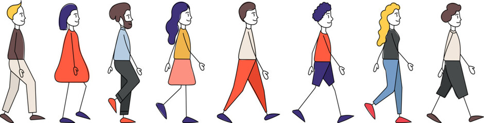 people walking,simple figures, sketch vector