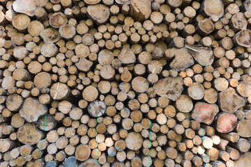 Stack of wood at a lumber site 