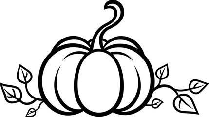 Pumpkin silhouette in black color. Vector template design.