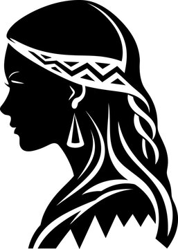 recommend clip art: Viking woman silhouette in black color. Vector template for laser cutting wall art.