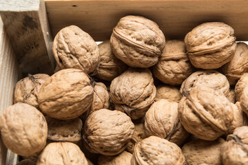 Whole walnuts, view from above