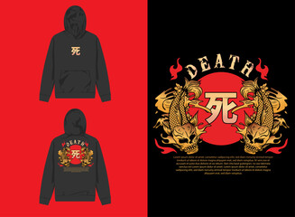 Japanese Streetwear hoodie template with koi fish vector
