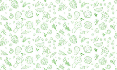 seamless pattern green Cabbage vector illustration. Design for kale day, healthy food, health day