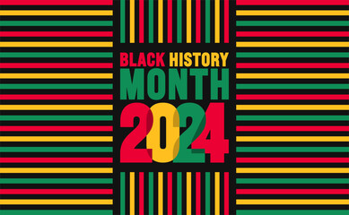 African American Black history month 2024 colorful lettering typography with background Celebrated February in united state and Canada. Juneteenth Independence Day. Kwanzaa.