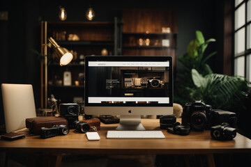 web design concept: responsive web design on a laptop screen. Screen graphics are made up. - obrazy, fototapety, plakaty