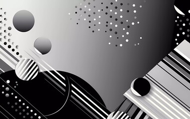 memphis silver background with halftone elements and lines. generative ai