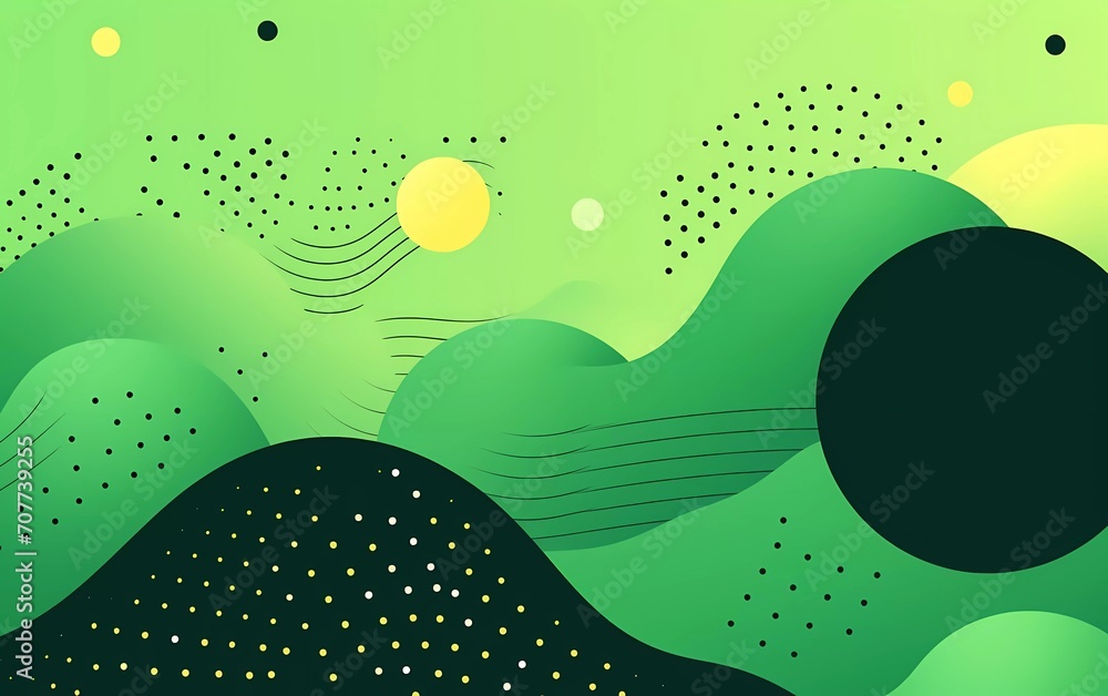 Aufkleber light green memphis background with halftone elements and lines. generative ai