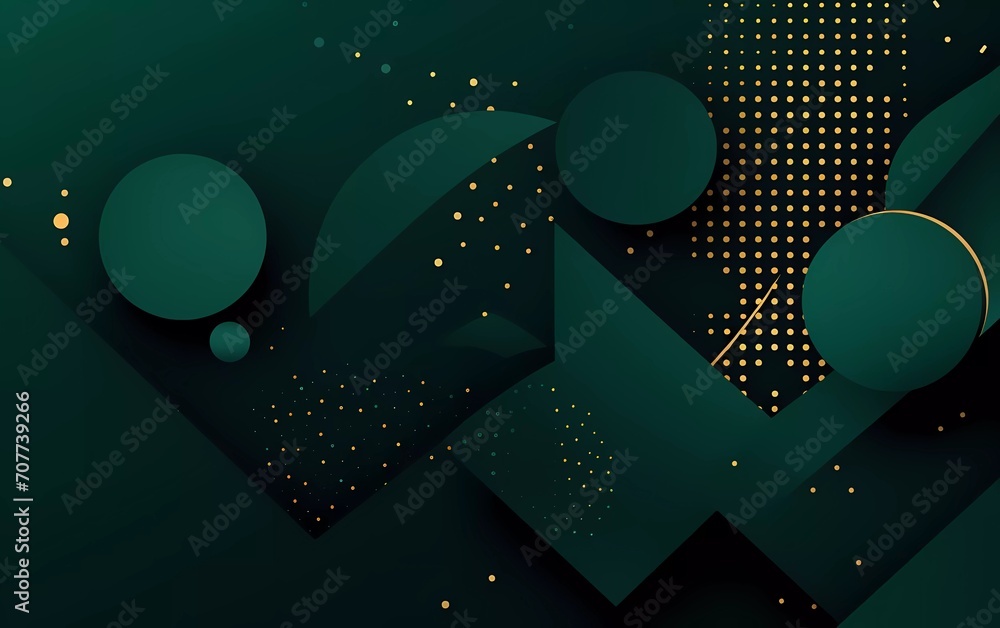 Aufkleber dark green memphis background with halftone elements and lines. generative ai