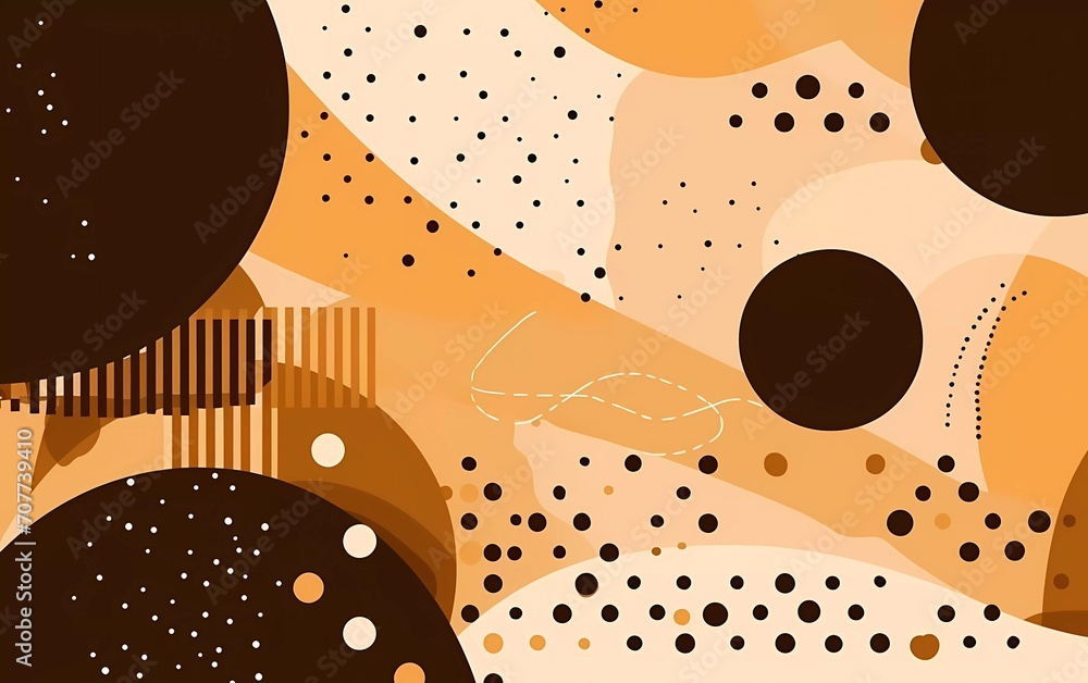 Aufkleber brown memphis background with halftone elements and lines. generative ai