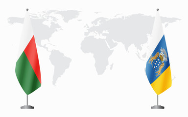 Madagascar and Canary Islands flags for official meeting