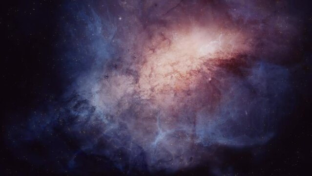 Nebula Clouds Background Loop. Passing nebula orange clouds on background seamless loop.