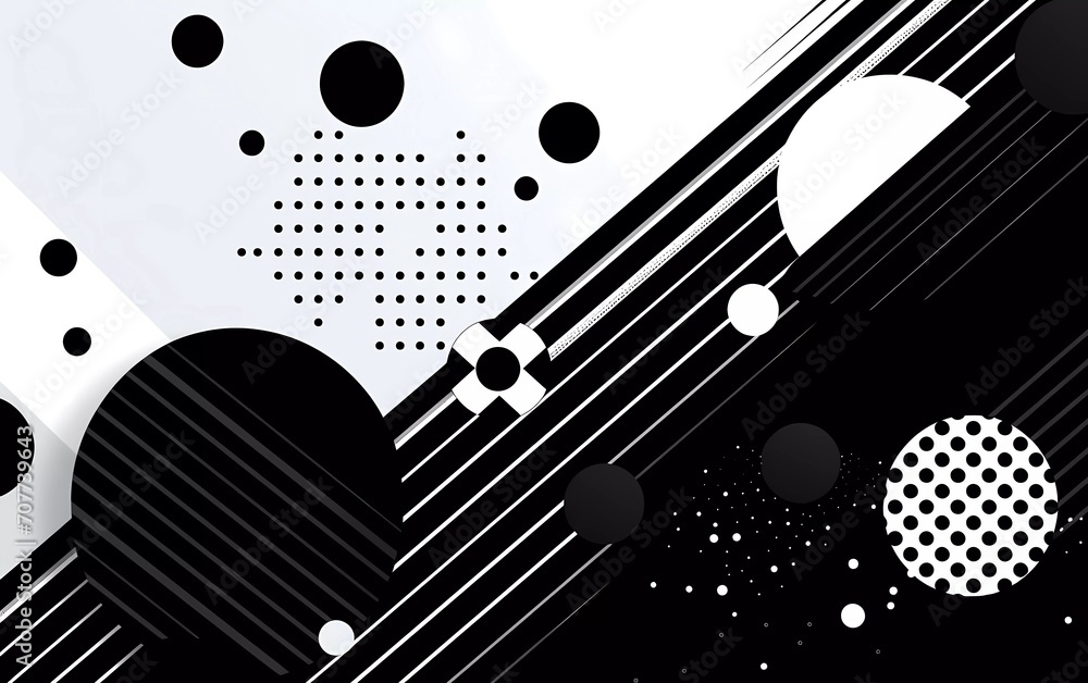 Poster memphis silver background with halftone elements and lines. generative ai