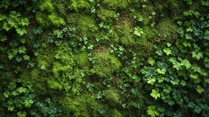 A background of green moss. Moss Green Herb. Wall of natural green moss - obrazy, fototapety, plakaty