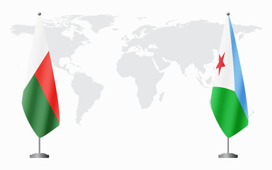 Madagascar and Djibouti flags for official meeting