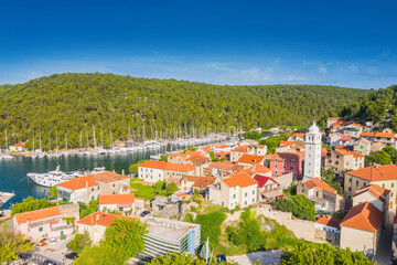 Fototapeta na wymiar Aerial view of town of Skradin in Dalmatia, Croatia