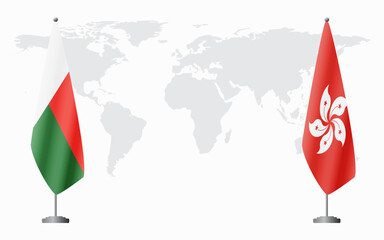 Madagascar and Hong Kong flags for official meeting