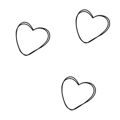 Doodle hearts, hand drawn love heart collection. Symbol of love.