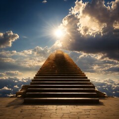 Ascending to Eternity: The Staircase Before the Boundless Sky"
"Skyward Gateway: A Stairway Leading to Heavenly Realms Ai generative
