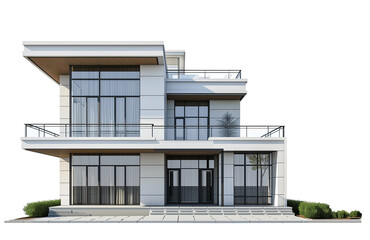 Modern Abstract Residential Building. Contemporary Style Exterior Design. Perspective View. Ai Generative