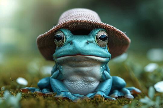 cartoon frog wearing a hat