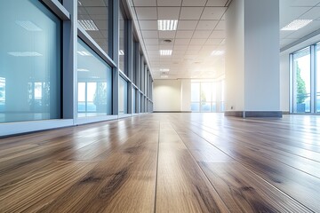 Modern wood plank flooring design in a bright empty. Ai generative