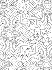 Abstract background doodle floral pattern in black and white. A page for coloring book: fascinating and relaxing job for children and adults. Zentangl