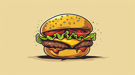 Bite Out of the Burger: A stylized burger with a bite taken out, conveying the deliciousness of the offering, burger, vector logo