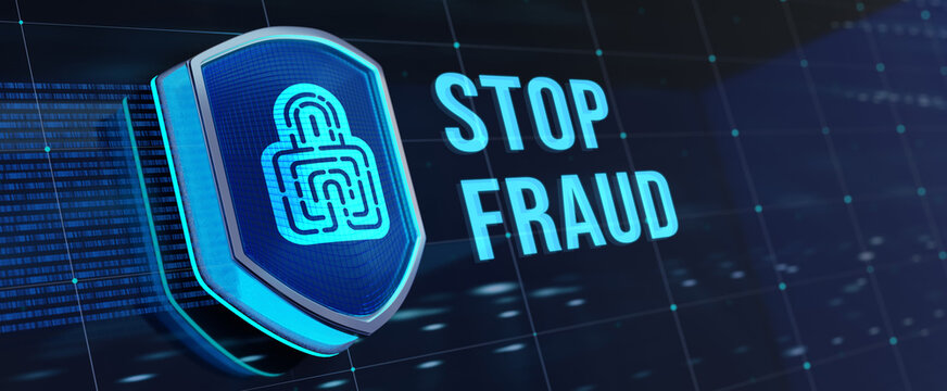 Fraud Alert Caution Defend Guard Notify Protect Concept. 3d illustration