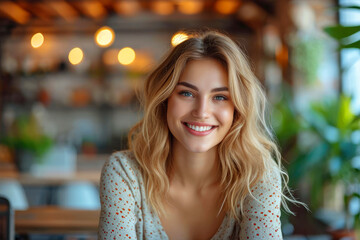Obraz premium Portrait of beautiful woman. Business woman wearing stylish eyeglasses smiling looking at you.