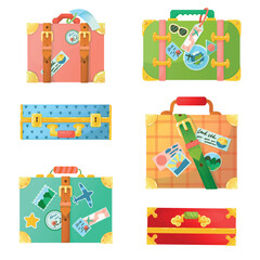 A bright set of suitcases. Personal baggage. Hand luggage. Travel bag. Things for vacation. great illustration!