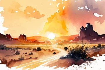 Fotobehang sunset in the desert © Edik