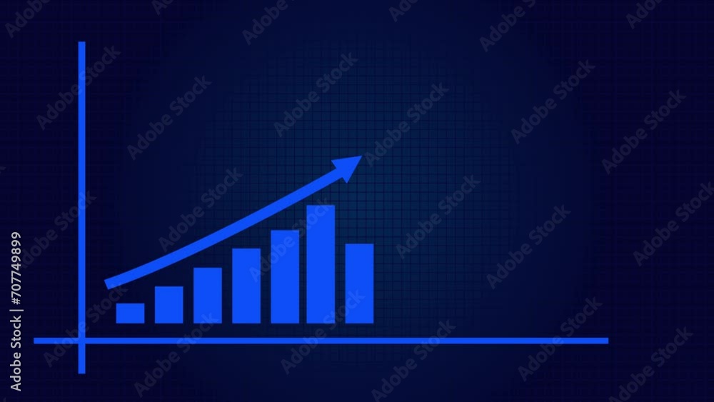 Aufkleber digital income growth chart graph made in technological style on hi-tech background. graph with arro
