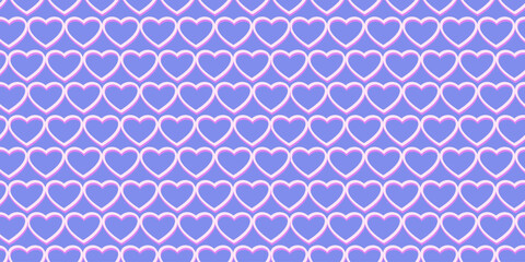 Trendy seamless pattern with simple shape outline hearts. Vector hand drawn. Geometric heart silhouettes printing. Valentine, love, wedding blue background. Design for textile, fashion, surface design