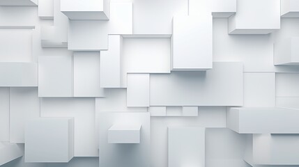 Abstract 3D rendering of white cubes. Futuristic background with geometric shapes. - obrazy, fototapety, plakaty