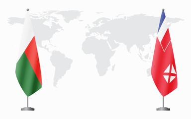 Madagascar and Wallis and Futuna flags for official meeting