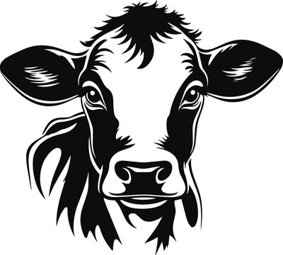 Baby Cow head, Cow head logo, Farm Animal Vector Illustration