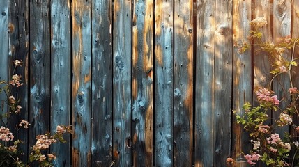 Rustic wooden background with many wooden slats. Generative AI.