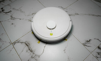 Robot floor vacuum dust cleaner stock photo