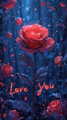 I love you, Valentine's Day card with text, declaration of love, in a romantic and cute style, copy space for signature