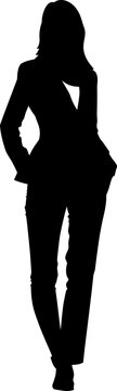 Silhouette Business Woman Full Body Black Color Only