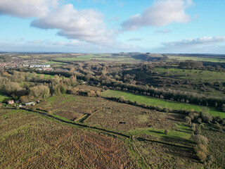 Fototapeta na wymiar Winchester aerial fields shot 
