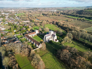 Winchester St Cross Church aerial shot daytime
