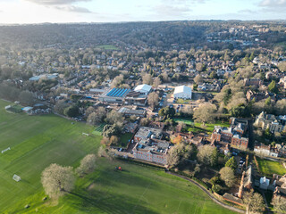 Winchester College surrounding fields aerial shot