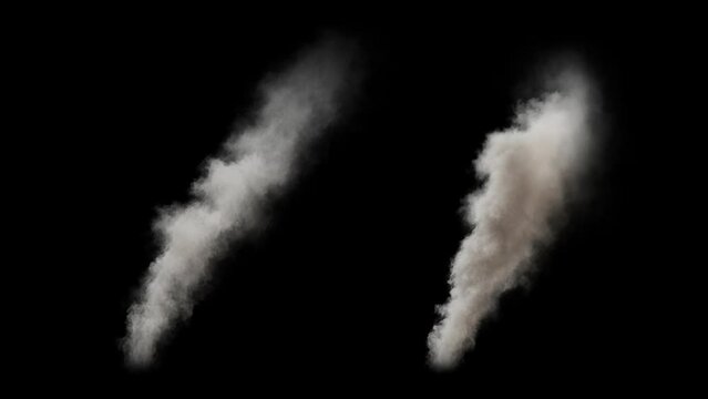 Looping thick smoke rising up. 3D generated animation fx. Has alpha channel (ProRes, FullHD only) for easy compositing.