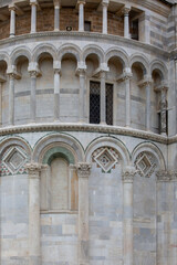 Fototapeta na wymiar Facade of romanesque Pisa Cathedral, Duomo Square of Pisa, Pisa, Italy