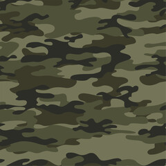 Fototapeta premium Woodland camouflage seamless khaki background, camouflage texture, modern textile pattern