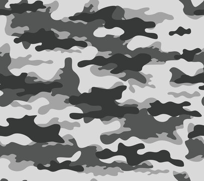 
Modern camouflage vector seamless pattern, gray background, winter print.