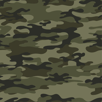 
Woodland camouflage seamless khaki background, camouflage texture, modern textile pattern