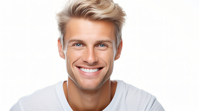 Photo portrait of a handsome blonde man smiling