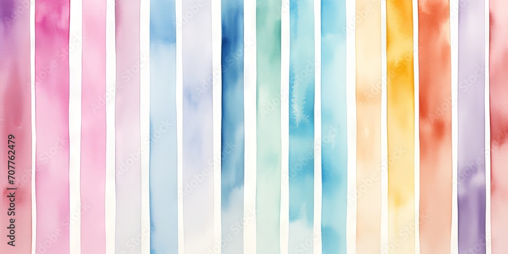 Poster watercolor stripe pattern in vibrant colors on a transparent background